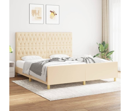 vidaXL Estructura de cama con cabecero de tela color crema 180x200 cm