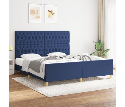 vidaXL Estructura de cama con cabecero de tela azul 180x200 cm