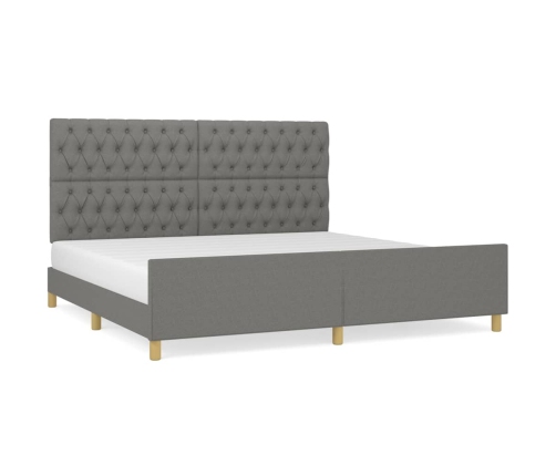 Estructura de cama con cabecero tela gris oscuro 200x200 cm