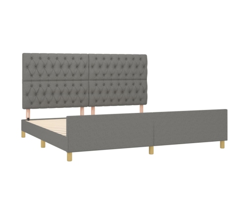 Estructura de cama con cabecero tela gris oscuro 200x200 cm