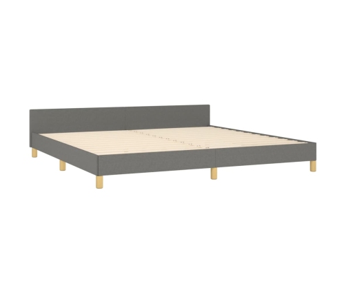 Estructura de cama con cabecero tela gris oscuro 200x200 cm