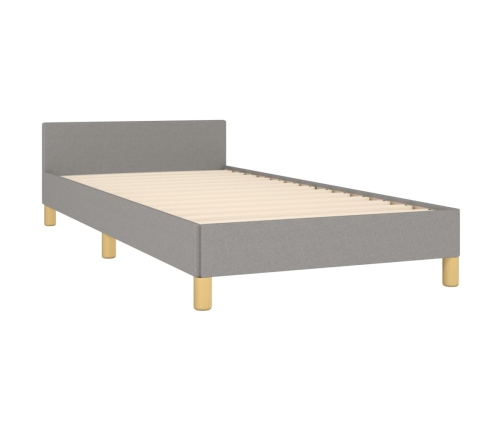 Estructura de cama con cabecero de tela gris claro 90x190 cm