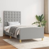 Estructura de cama con cabecero de tela gris claro 90x190 cm