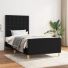 Estructura de cama con cabecero de tela negro 90x190 cm