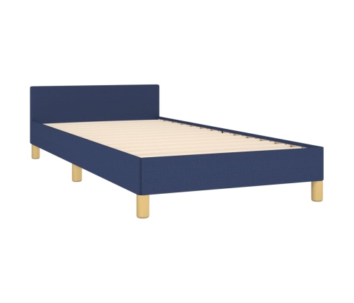 vidaXL Estructura de cama con cabecero de tela azul 90x200 cm