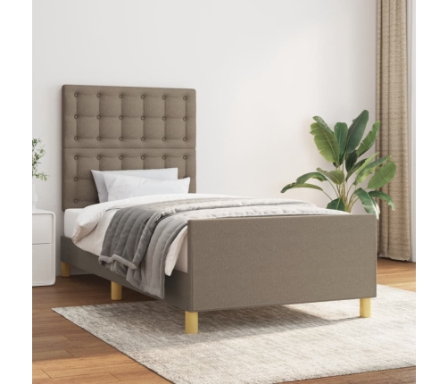 vidaXL Estructura de cama con cabecero de tela gris taupe 100x200 cm