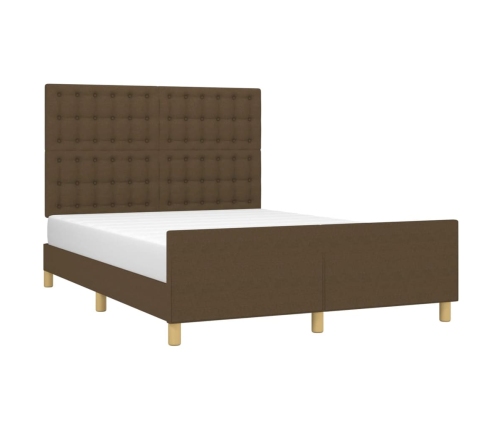 vidaXL Estructura de cama con cabecero de tela marrón oscuro 140x190cm