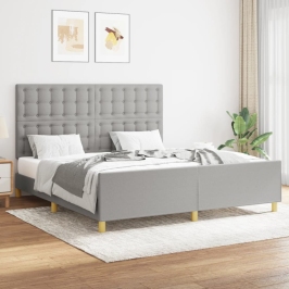Cama sin colchón tela gris claro 160x200 cm