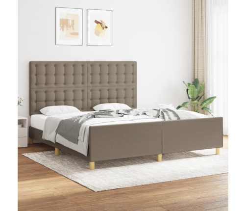 Estructura de cama con cabecero de tela gris taupe 180x200 cm