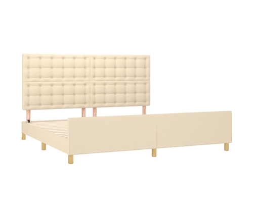 Cama sin colchón tela color crema 200x200 cm