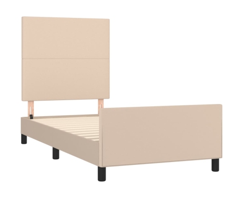 Estructura cama sin colchón cuero sintético capuchino 80x200 cm