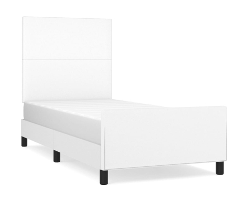 Estructura de cama sin colchón cuero sintético blanco 90x190 cm