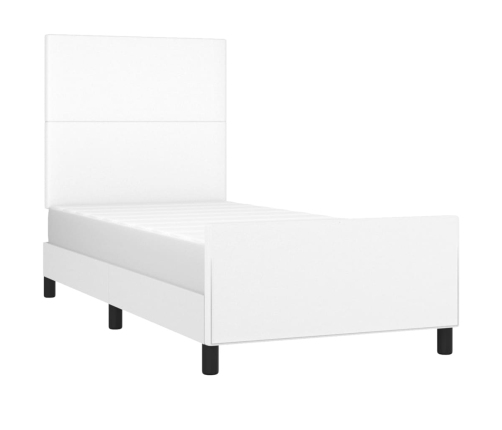 Estructura de cama sin colchón cuero sintético blanco 90x190 cm