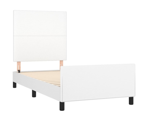 Estructura de cama sin colchón cuero sintético blanco 90x190 cm