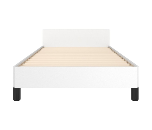 Estructura de cama sin colchón cuero sintético blanco 90x190 cm