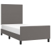 Estructura de cama sin colchón cuero sintético gris 90x200 cm