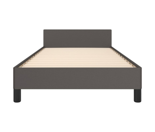 Estructura de cama sin colchón cuero sintético gris 90x200 cm