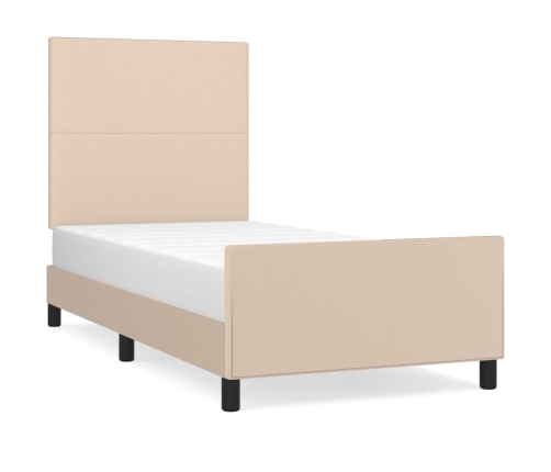 vidaXL Estructura de cama cabecero cuero sintético capuchino 90x200 cm