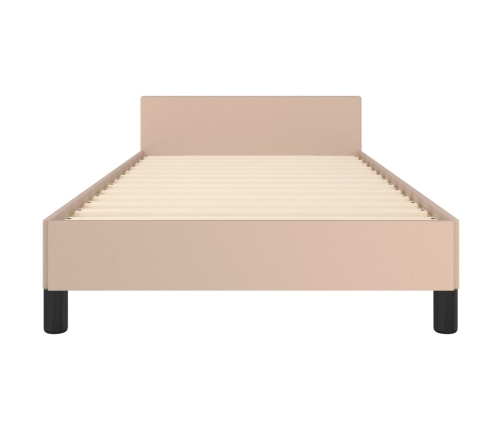 vidaXL Estructura de cama cabecero cuero sintético capuchino 90x200 cm