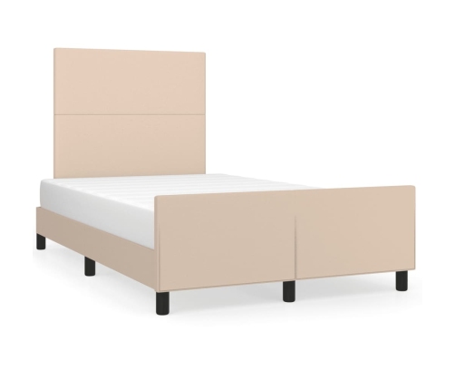 vidaXL Estructura de cama cabecero cuero sintético capuchino 120x200cm