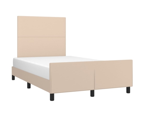 vidaXL Estructura de cama cabecero cuero sintético capuchino 120x200cm