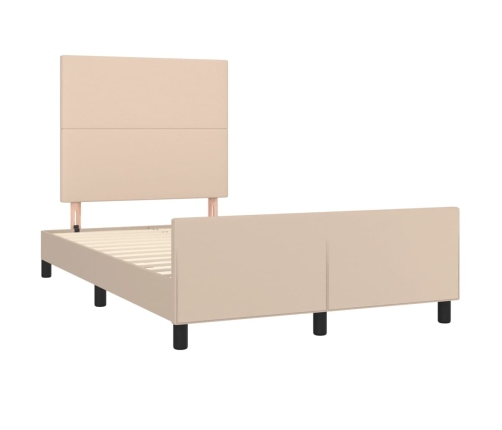 vidaXL Estructura de cama cabecero cuero sintético capuchino 120x200cm