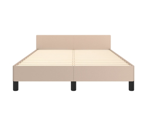 vidaXL Estructura de cama cabecero cuero sintético capuchino 120x200cm