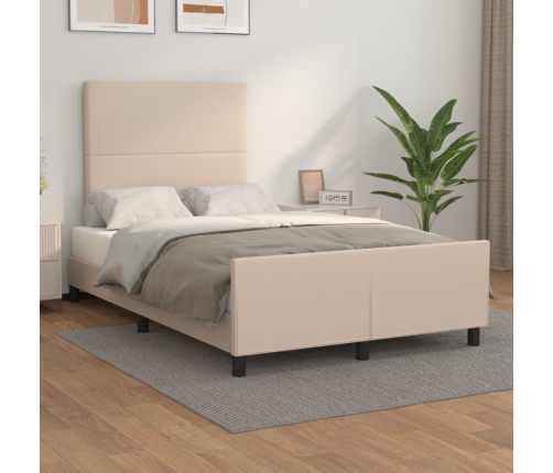 vidaXL Estructura de cama cabecero cuero sintético capuchino 120x200cm