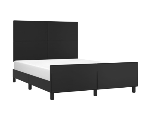 vidaXL Estructura de cama con cabecero cuero sintético negro 140x190cm