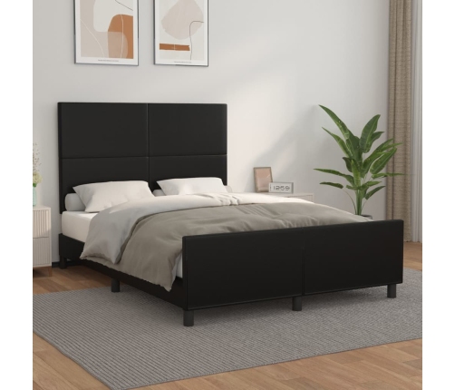 vidaXL Estructura de cama con cabecero cuero sintético negro 140x190cm