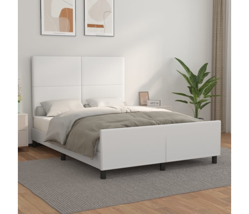 Estructura de cama sin colchón cuero sintético blanco 140x190cm