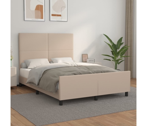 Estructura cama sin colchón cuero sintético capuchino 140x190cm