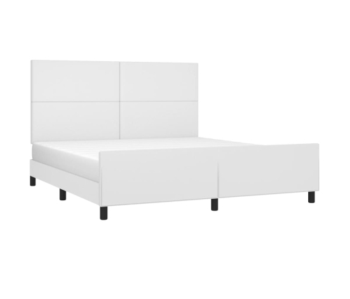 vidaXL Estructura de cama cabecero cuero sintético blanco 180x200 cm