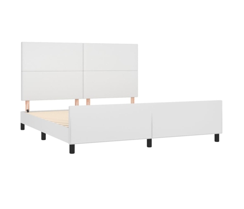 vidaXL Estructura de cama cabecero cuero sintético blanco 180x200 cm