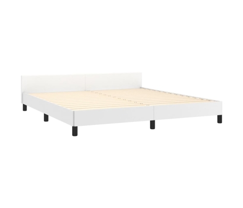 vidaXL Estructura de cama cabecero cuero sintético blanco 180x200 cm