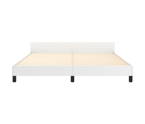 vidaXL Estructura de cama cabecero cuero sintético blanco 180x200 cm