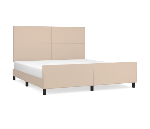 Estructura de cama cabecero cuero sintético capuchino 180x200cm