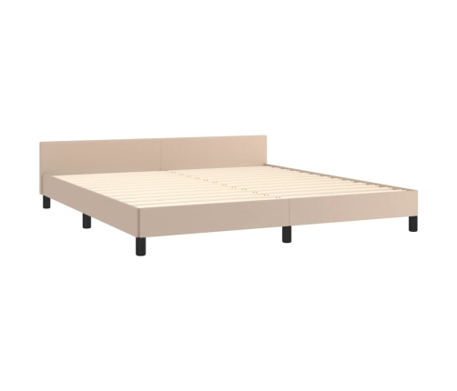 Estructura de cama cabecero cuero sintético capuchino 180x200cm