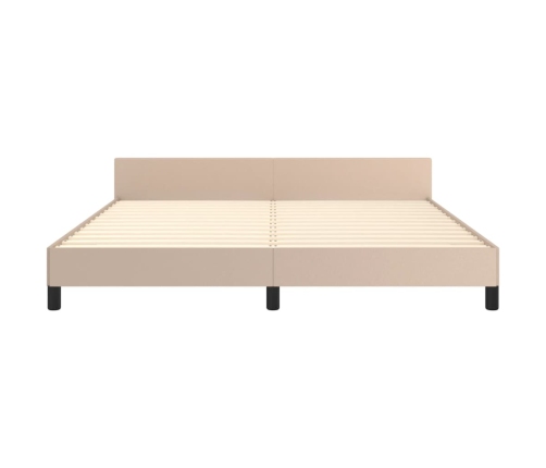 Estructura de cama cabecero cuero sintético capuchino 180x200cm