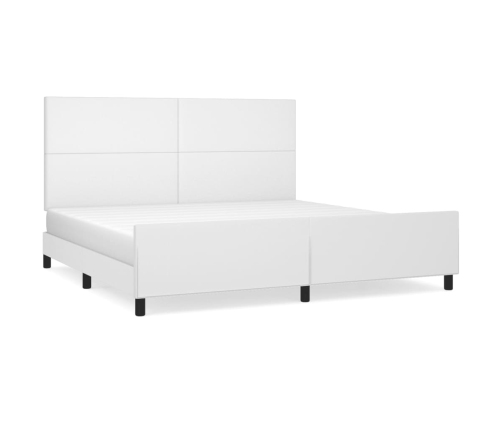 Estructura de cama sin colchón cuero sintético blanco 200x200cm