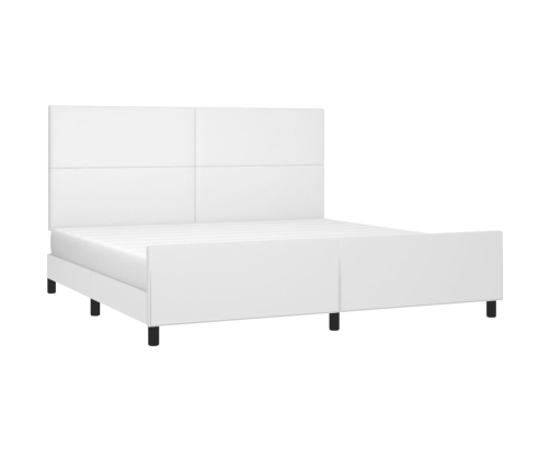 Estructura de cama sin colchón cuero sintético blanco 200x200cm