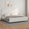 Estructura de cama cabecero cuero sintético blanco 200x200 cm