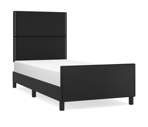 Estructura de cama sin colchón cuero sintético negro 90x190 cm