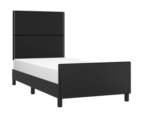 Estructura de cama sin colchón cuero sintético negro 90x190 cm