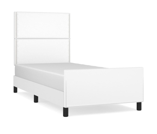 Estructura de cama sin colchón cuero sintético blanco 90x190 cm