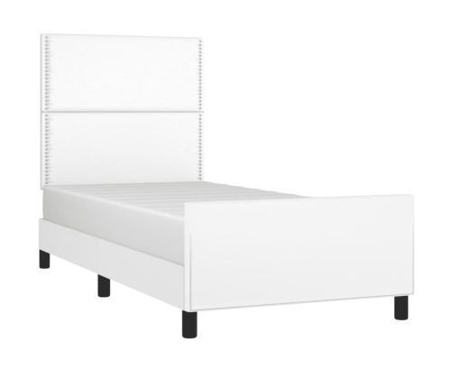 Estructura de cama sin colchón cuero sintético blanco 90x190 cm