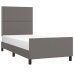 Estructura de cama sin colchón cuero sintético gris 90x190 cm