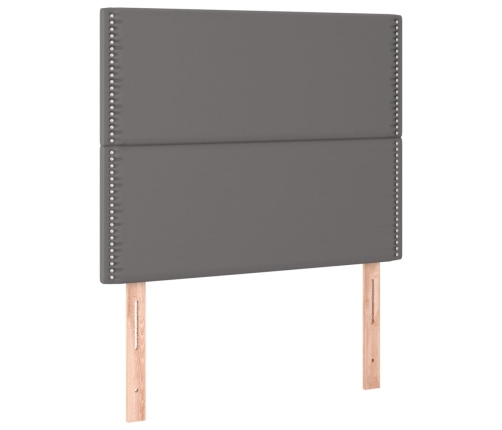 Estructura de cama sin colchón cuero sintético gris 90x190 cm