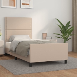 Estructura cama sin colchón cuero sintético capuchino 100x200cm