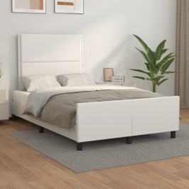 Estructura de cama sin colchón cuero sintético blanco 120x200cm